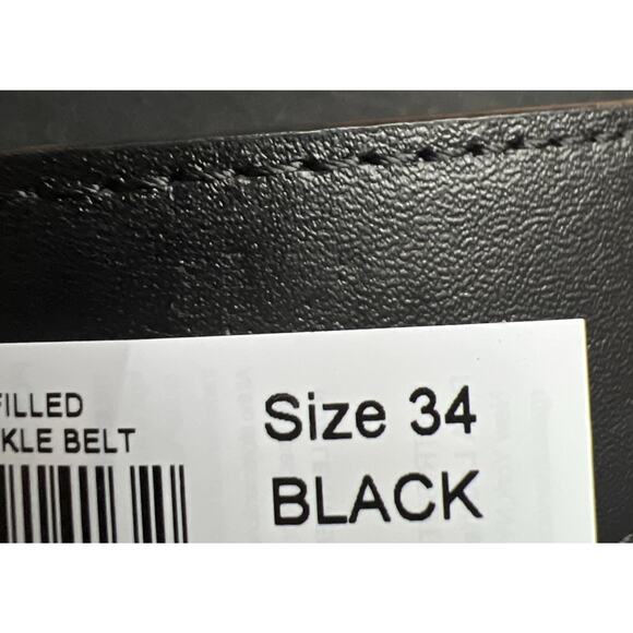 True Religion Mens Belt Size 34 Sage II Enamel Horseshoe Black/Gold Buckle - Picture 8 of 8